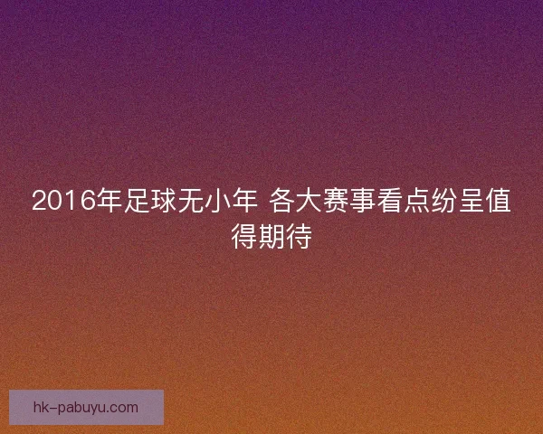 2016年足球无小年 各大赛事看点纷呈值得期待