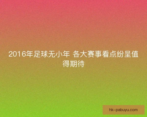 2016年足球无小年 各大赛事看点纷呈值得期待
