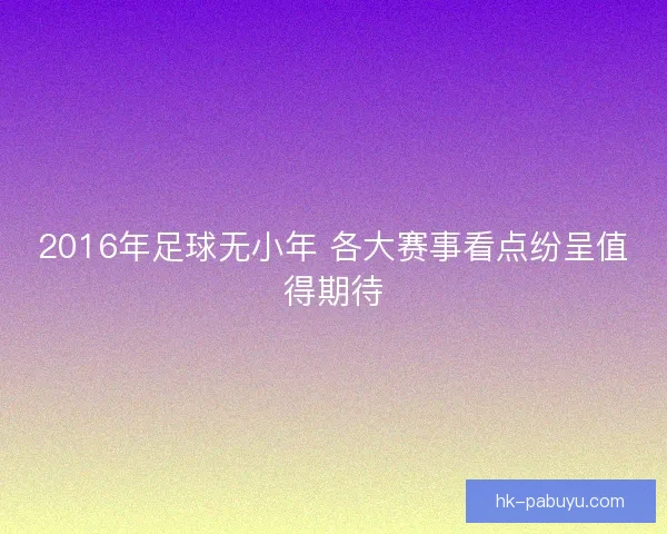 2016年足球无小年 各大赛事看点纷呈值得期待